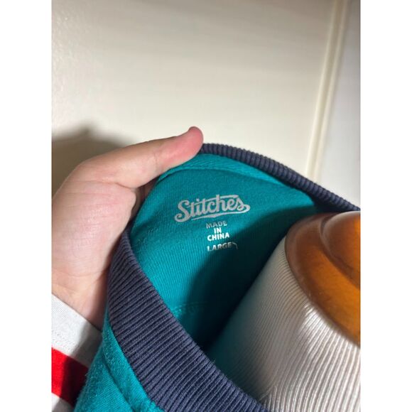 Stitches Mariners Knit Bomber Jacket Large Teal Navy Seattle Sportswear Baseball - Picture 4 of 4